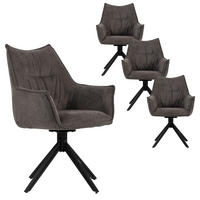 ESSZIMMERSTUHL 4-er Set Ginosa grau drehbar - Schwarz/Grau, Textil/Metall (62/90/66cm) - Mr. Deko