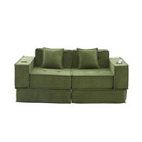 SCHLAFSOFA 162/78/66 cm Grün Chenille mit seitlichem Stauraum und Getränkehaltern - Grün, Textil (162/66/78cm) - Oxeza