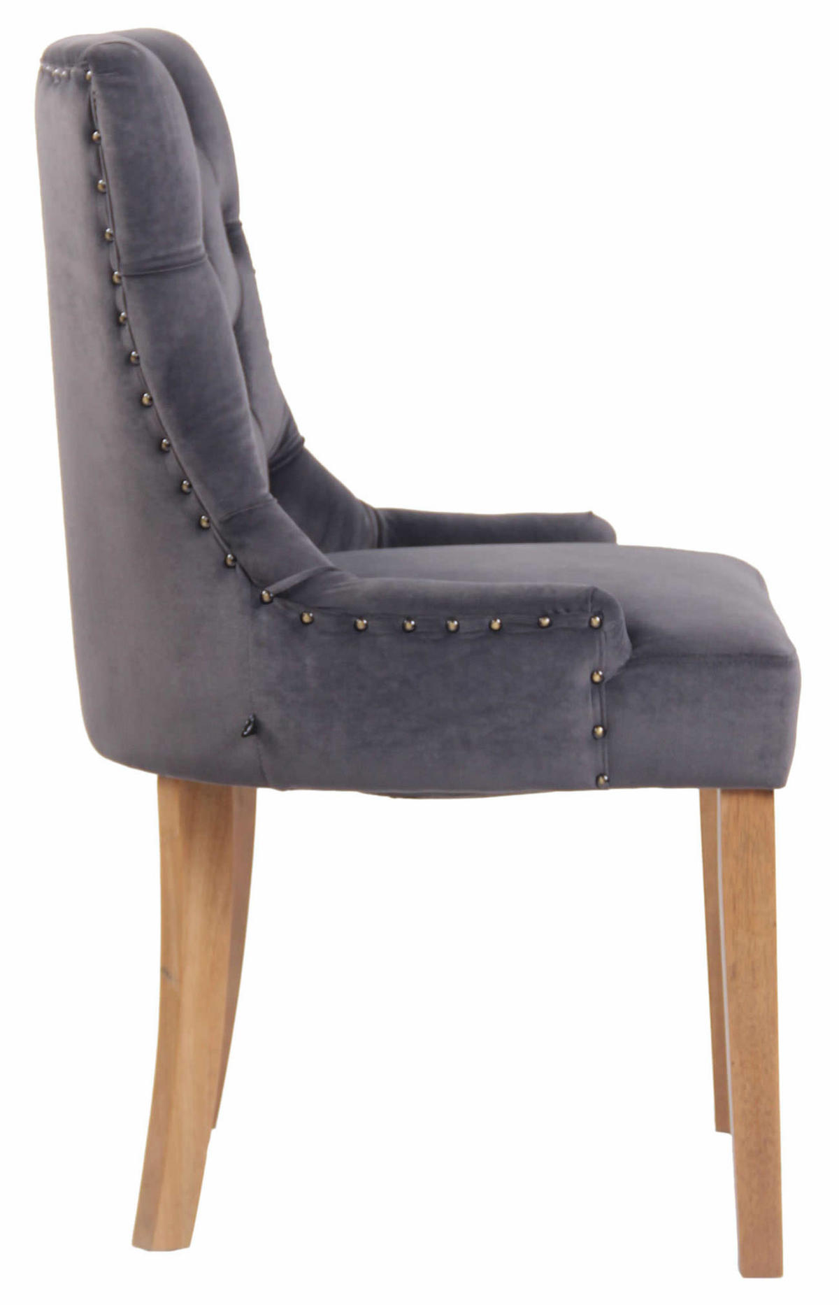 ESSZIMMERSTUHL Aboli Samt, antik-hell Dunkelgrau - Hellbraun/Dunkelgrau, Holz/Textil (55/92/58cm) - TPFLiving