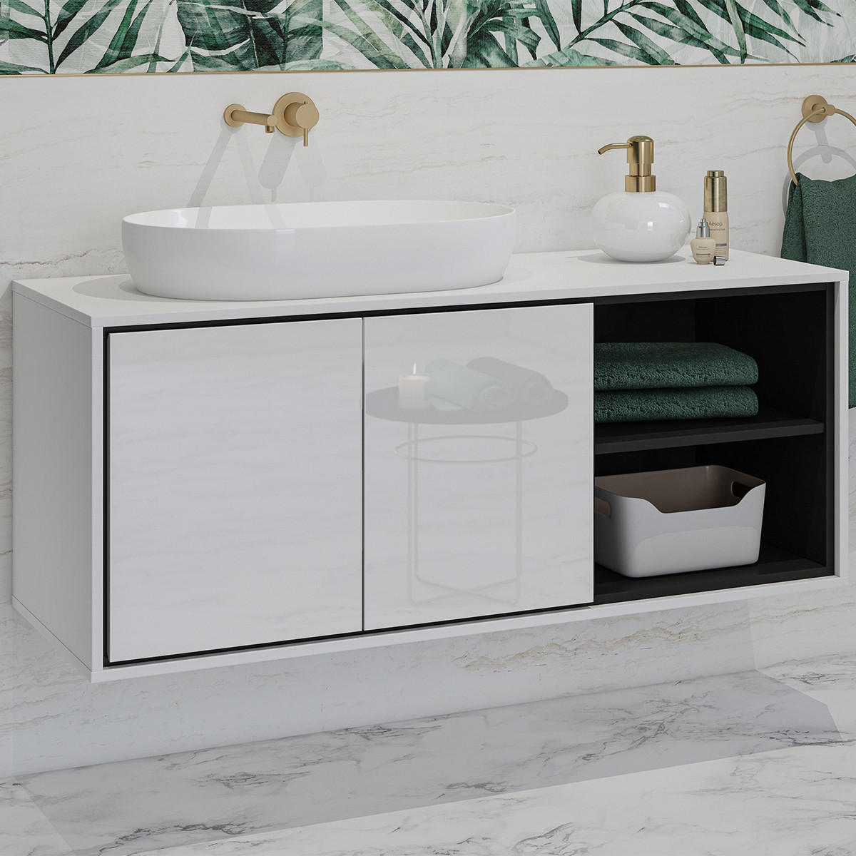 WASCHTISCHUNTERSCHRANK 120cm Sophéa Weiß - Weiß, Holzwerkstoff (120/50.8/48cm)