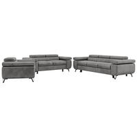 SEDACIA ZOSTAVA PETERS 1+2+3 - Svetlosivá Samet - čierna/svetlosivá, kov/textil (262/76/99cm) - MKS
