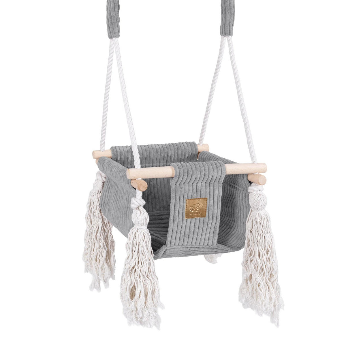 BABYSCHAUKEL zum Aufhängen im Quadrat-Design aus Cord in Grau - Grau, Textil (35/170/170cm) - MeowBaby
