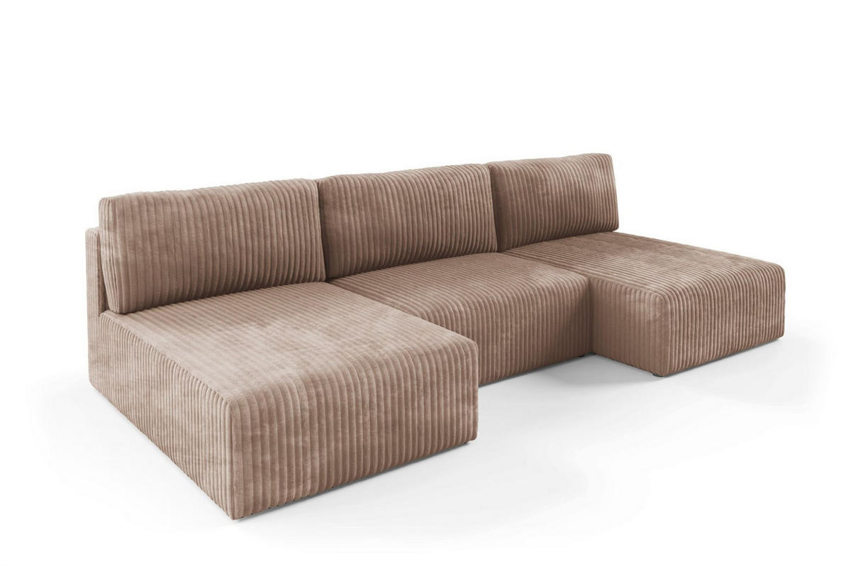 WOHNLANDSCHAFT Natalia - Beige, Holzwerkstoff/Textil (304/85/149cm) - Fun Möbel