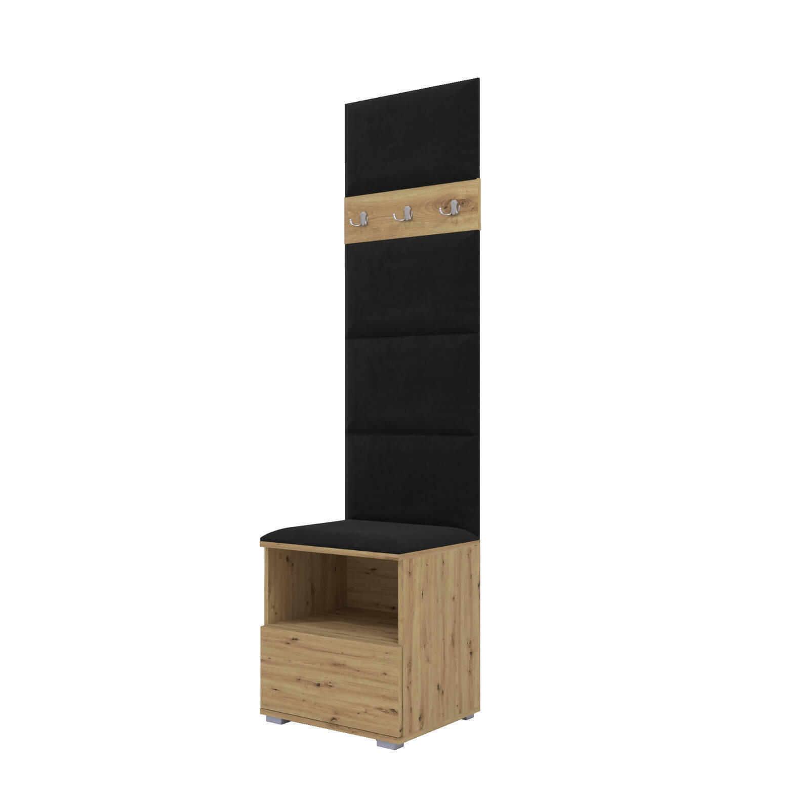 XXXLutz Garderoben-Set Eiche Artisan, Schwarz 50x187x40 cm