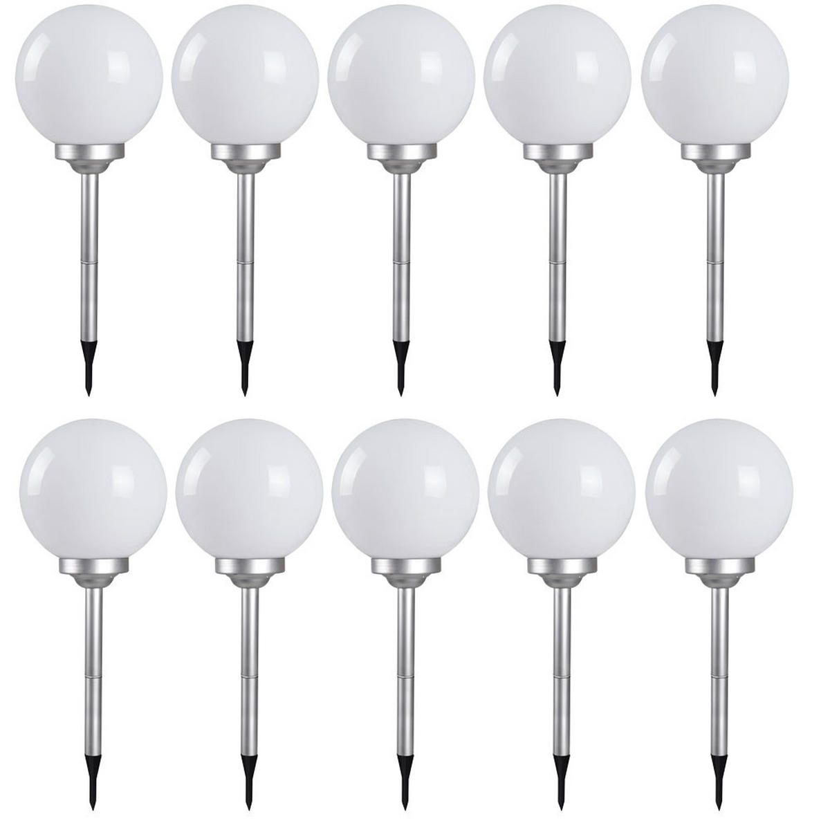 LED AUSSENLEUCHTE Kugelform Weiß 10er Set - Weiß, Kunststoff (30/30/70cm)