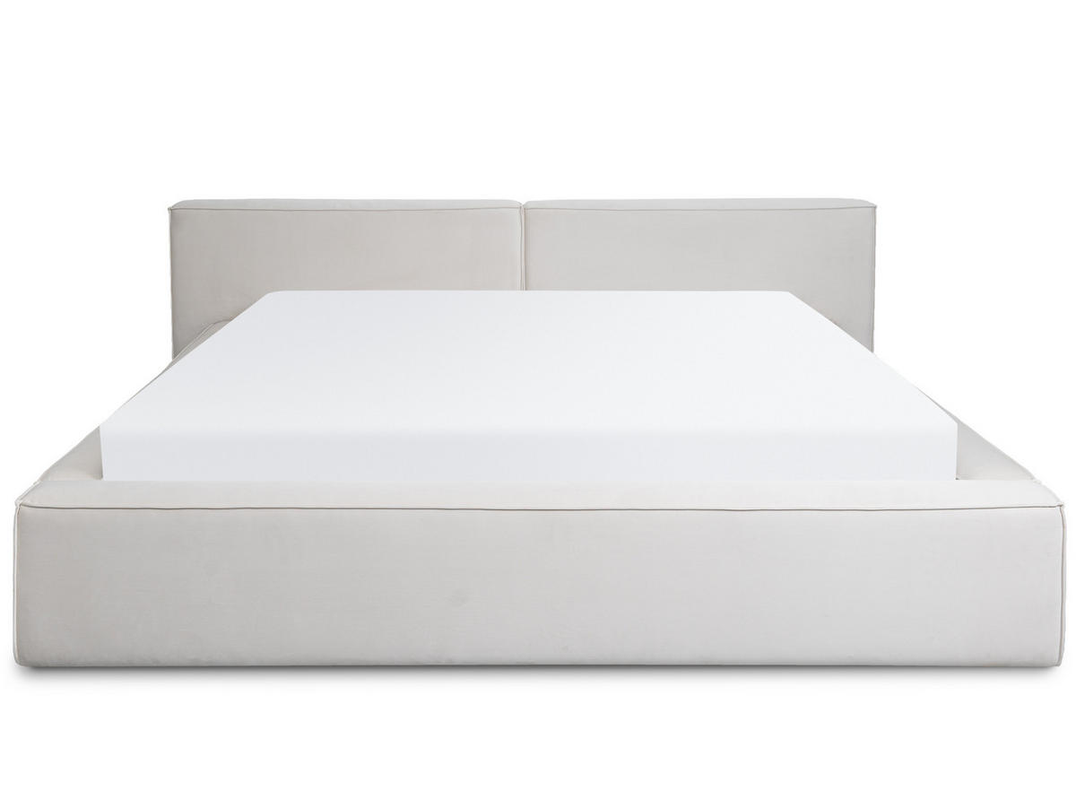 POLSTERBETT Jodie XL Low Beige 180/200 cm Samt mit Bettkasten - Beige, Textil/Metall (180/200cm) - wonello