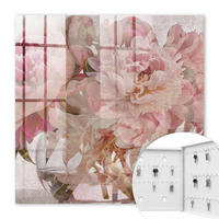 SCHLÜSSELBOX Weiß 30x30 cm – Türöffnung nach rechts - Romantische Blumen - Pink, Metall (30/30/5cm) - TULUP
