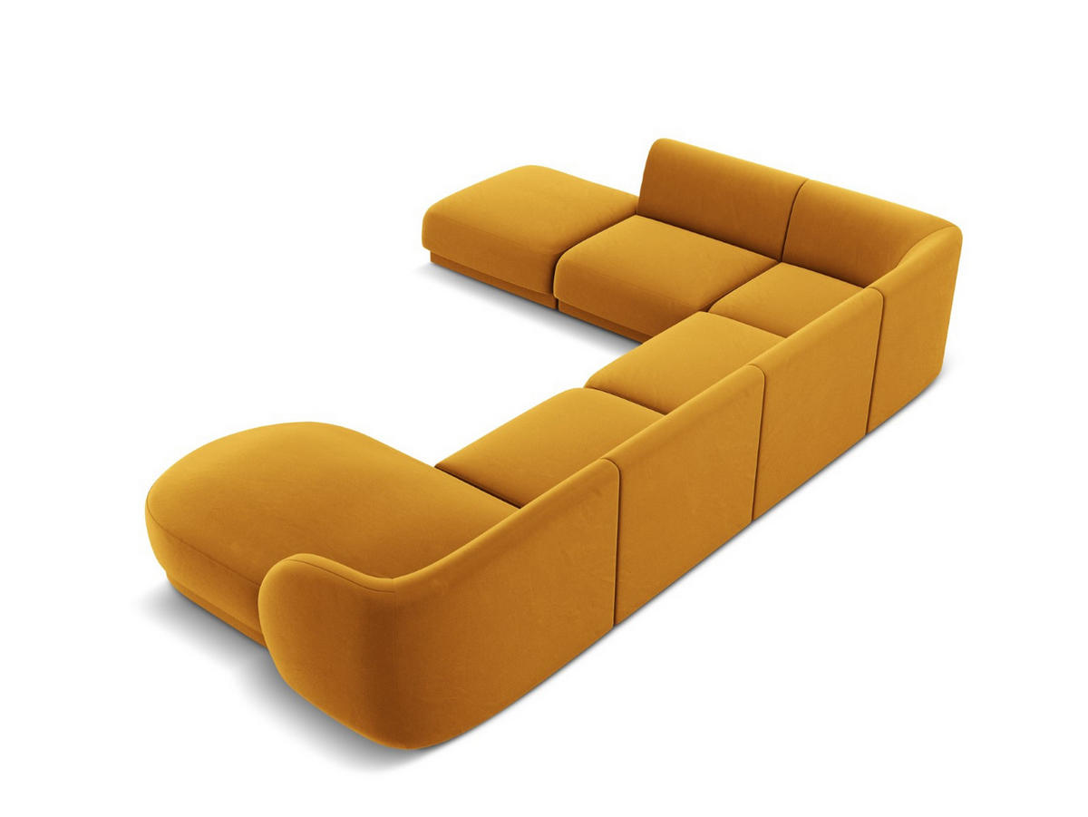 PANORAMASOFA links Miley aus Samt gelb 6 Sitzplätze - Gelb, Textil (255/70/330cm) - Micadoni