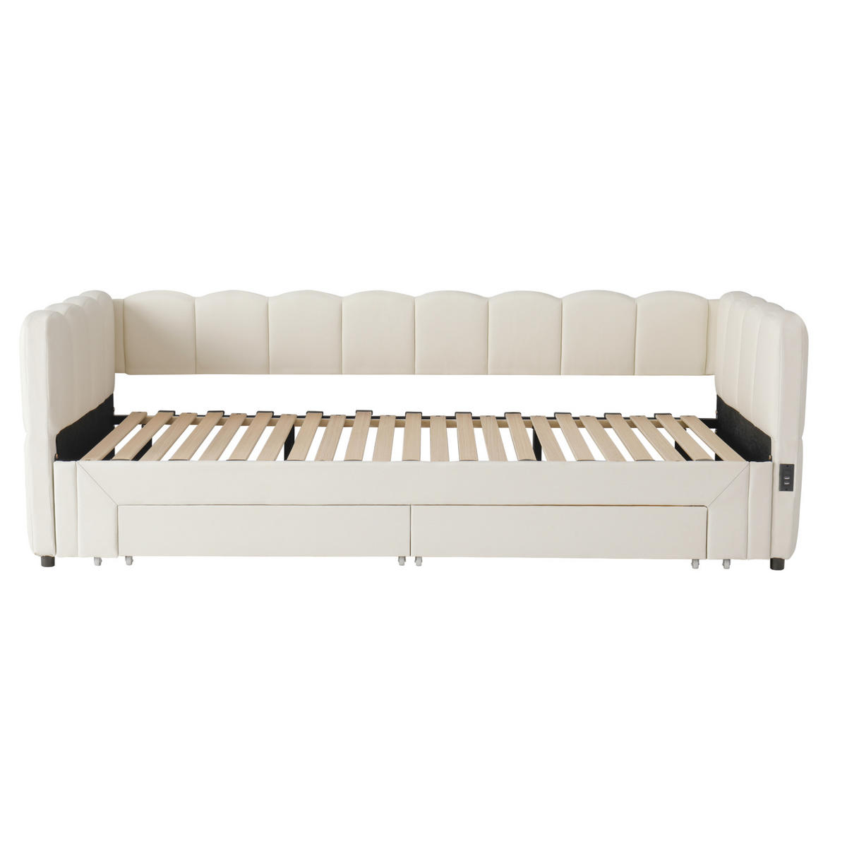POLSTERBETT aus Leinen 90x200 cm in Beige mit Ausziehfunktion - Beige, Textil (90/200cm) - Modfu