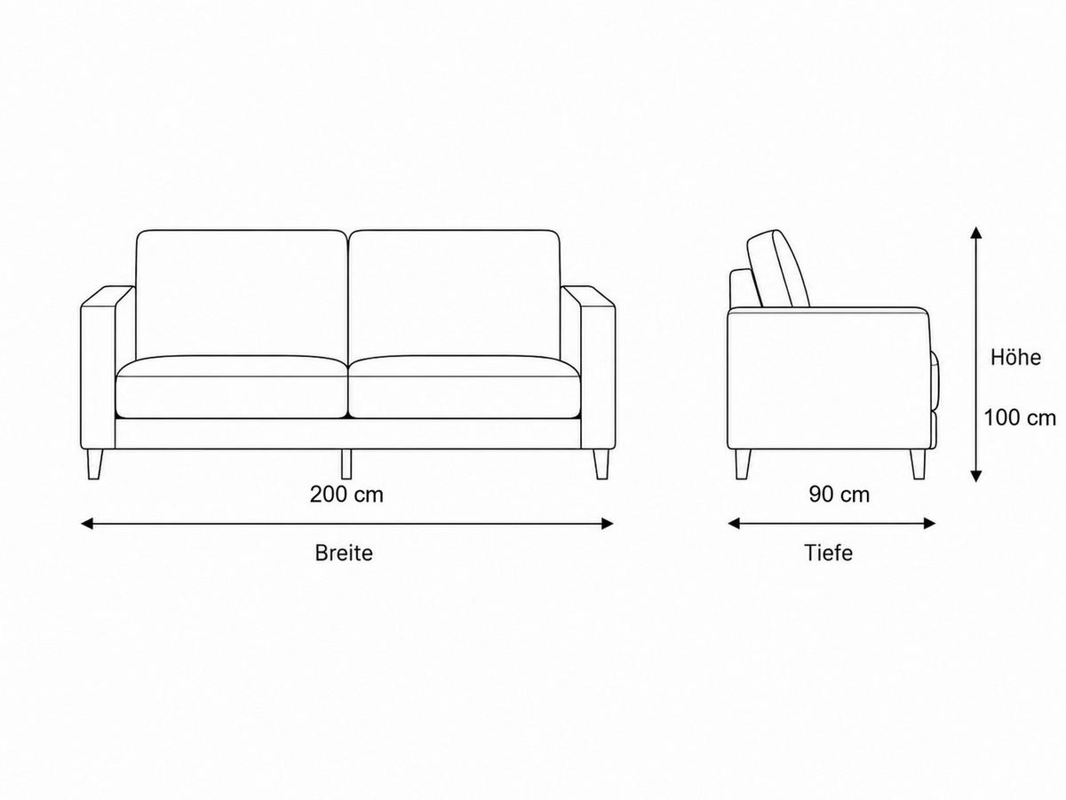 2-SITZER Sofa ROYAL, Braun - Braun, Textil/Metall (200/100/90cm)