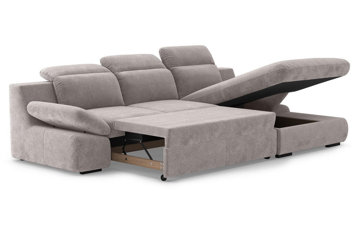 ECKSOFA mit Schlaffunktion und Bettkasten - Taupe, Kunststoff/Textil (168/276cm) - Cotta
