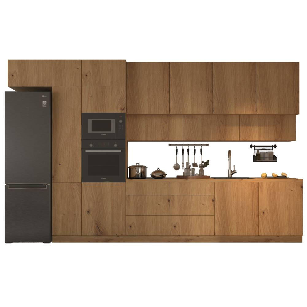 KÜCHENZEILE 400 cm - Langen KL4-M400 in Artisan Eiche - Eiche Artisan, Holz (400/248/58cm)