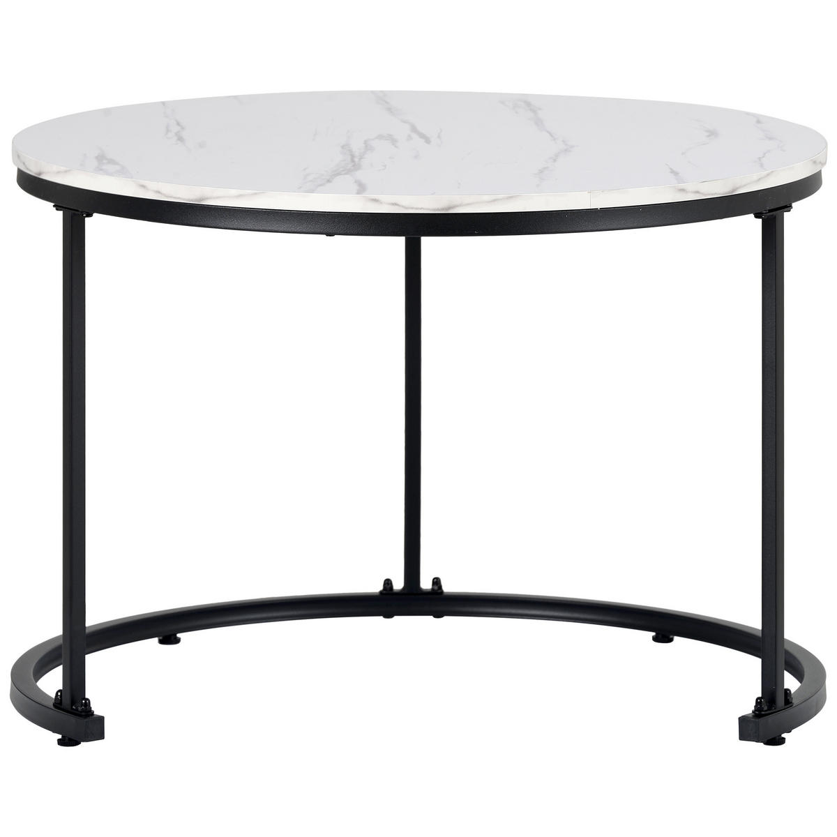 COUCHTISCH DE-136 2er Set Runder Beistelltisch Weißer Marmor - Weiß, Holzwerkstoff (71/71/50cm) - ComfortXL