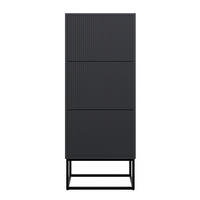 SCHUHSCHRANK Veldio mit 3 Klappen Schwarz mit schwarzem Metallgestell 50 cm - Schwarz, Holzwerkstoff/Metall (50/125/30cm) - Selsey