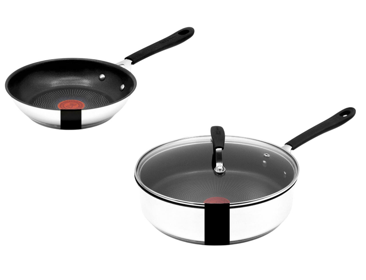 PFANNENSET E30 3Tlg Silber Schwarz Induktion Antihaft - Silberfarben/Schwarz, Metall - Tefal