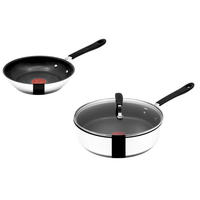 PFANNENSET E30 3Tlg Silber Schwarz Induktion Antihaft - Silberfarben/Schwarz, Metall - Tefal