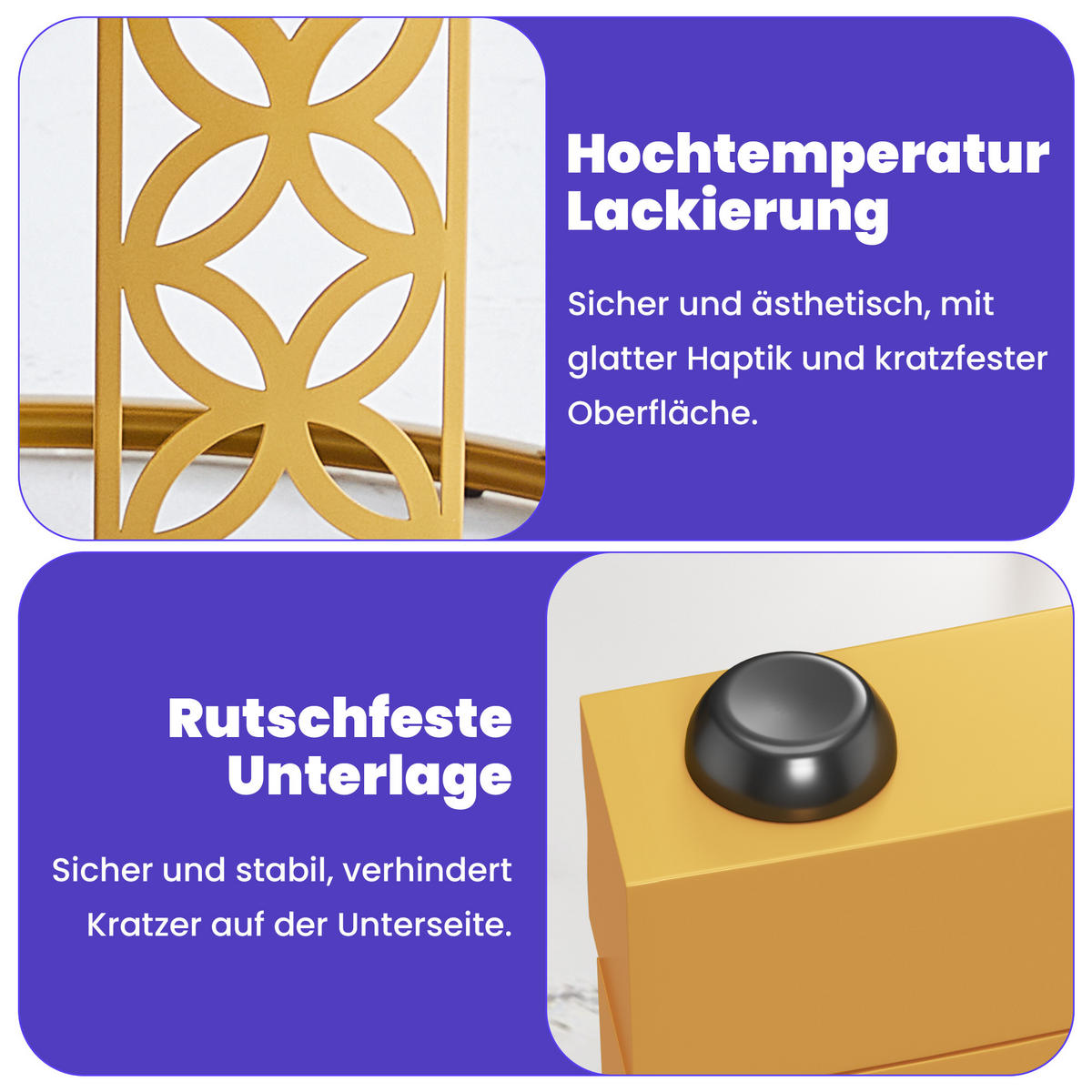 COUCHTISCH Moderner Nesting Satztisch 70/70/45 cm + 45/45/37 cm Kontrastfarbendesign - Weiß, Holzwerkstoff (70/70/45cm) - OKWISH