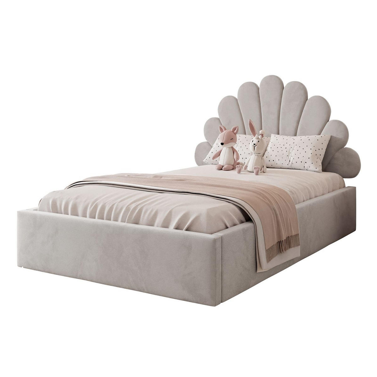 POLSTERBETT ASHLEY mit Bettkasten 180x200 cm, Stoff: Jasmine 81 - Grau, Textil - Lookway