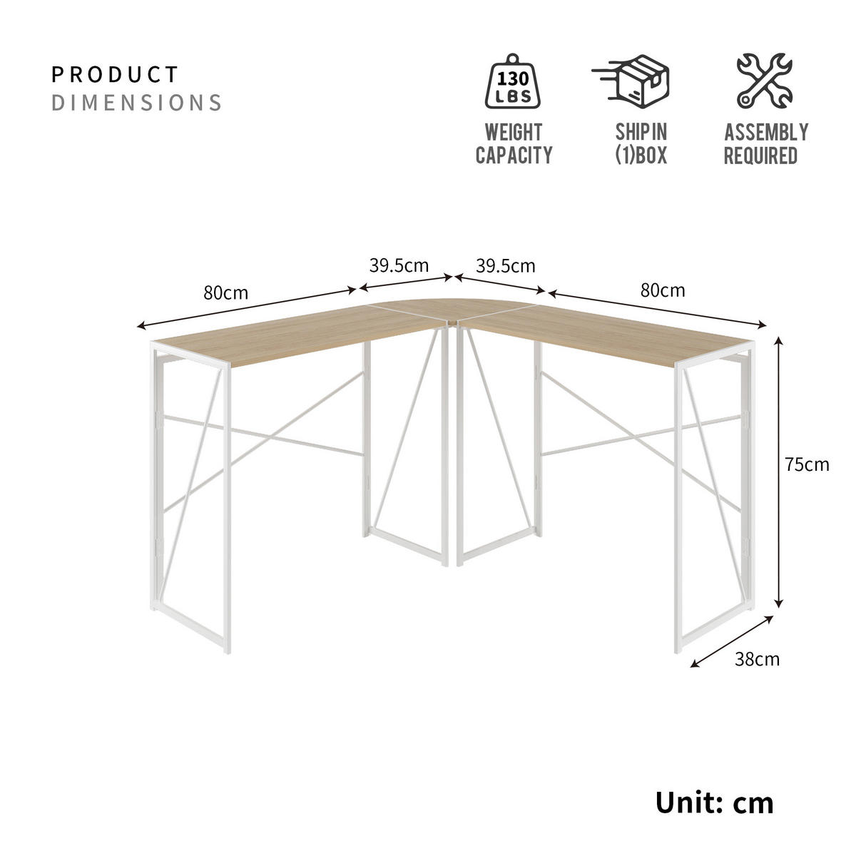 ECKSCHREIBTISCH Holzfarben L-Form mit Metallrahmen kratzfest - Naturfarben, Metall (118/118/74.5cm) - PANGIVO