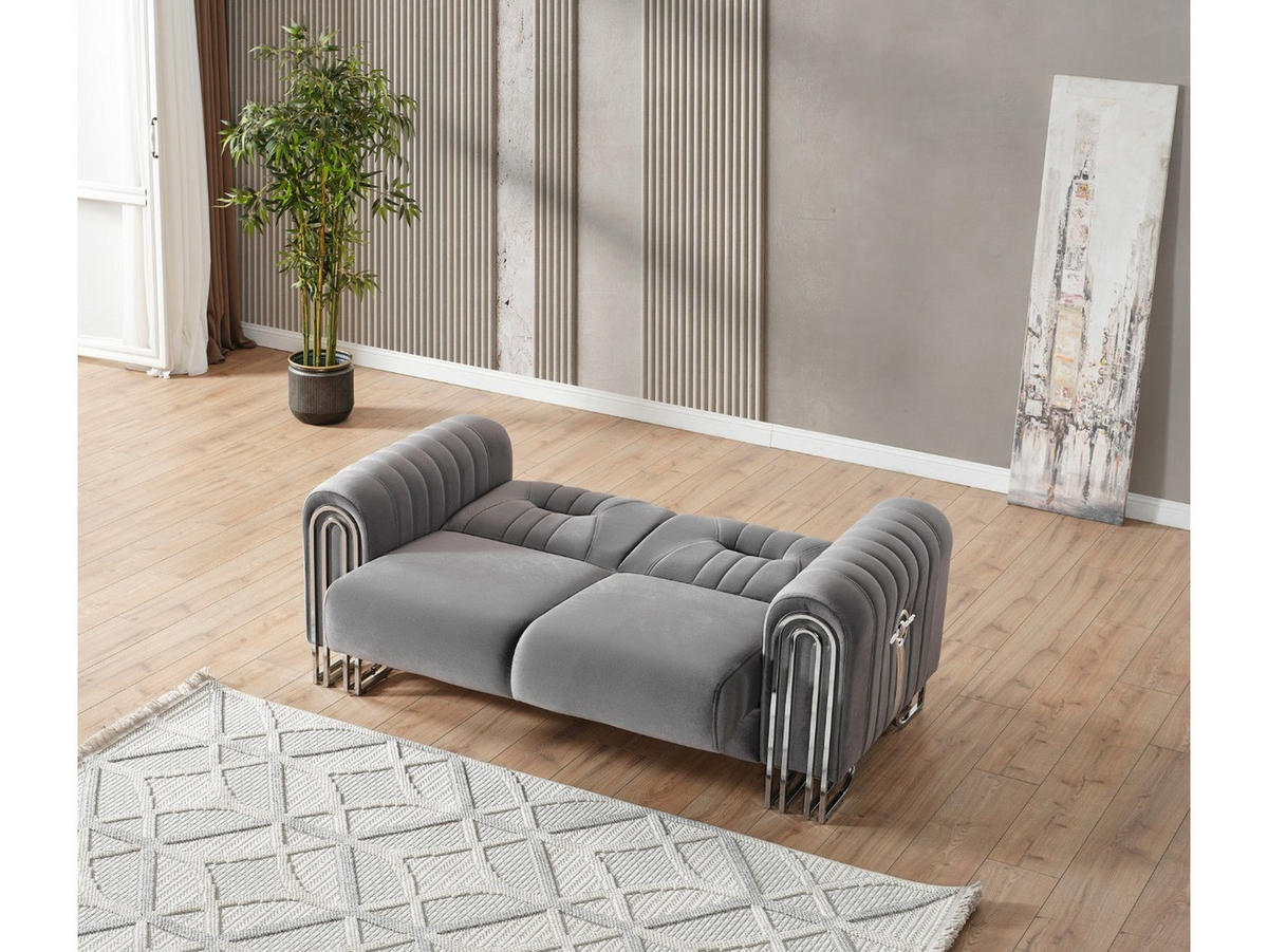 SITZGARNITUR Bogota, Grau Stellvariante 3+2+1 - Grau, Holzwerkstoff/Metall (240/87/98cm)