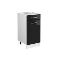 KÜCHENUNTERSCHRANK R-Line Schwarz Hochglanz 40 cm ohne Arbeitsplatte - Schwarz Hochglanz/Schwarz, Holzwerkstoff (40/81.6/46cm) - Vicco