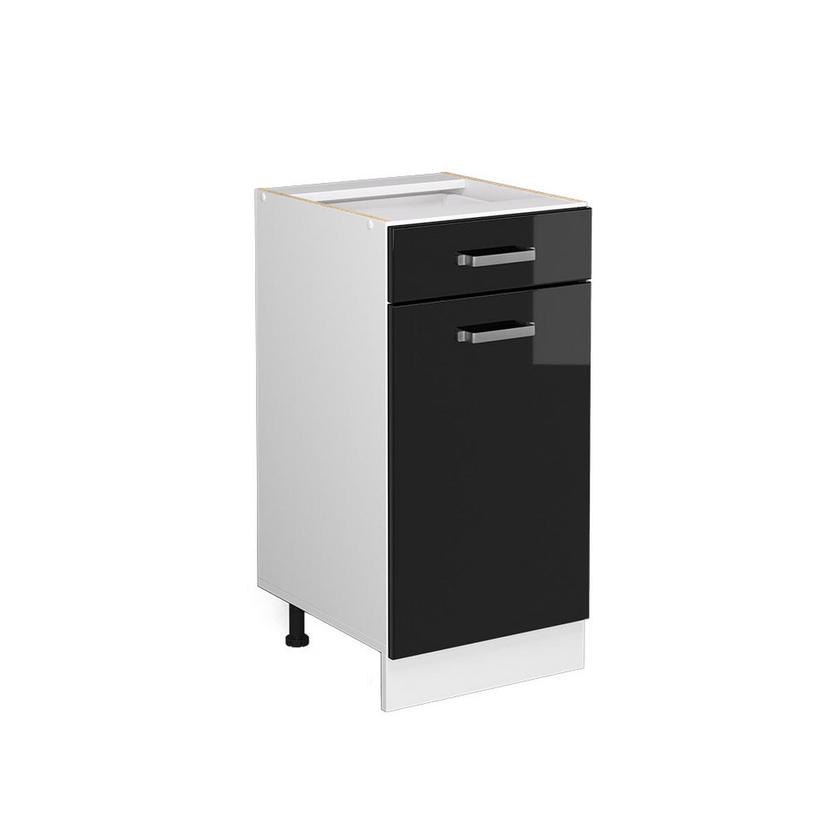 KÜCHENUNTERSCHRANK R-Line Schwarz Hochglanz 40 cm ohne Arbeitsplatte - Schwarz Hochglanz/Schwarz, Holzwerkstoff (40/81.6/46cm) - Vicco
