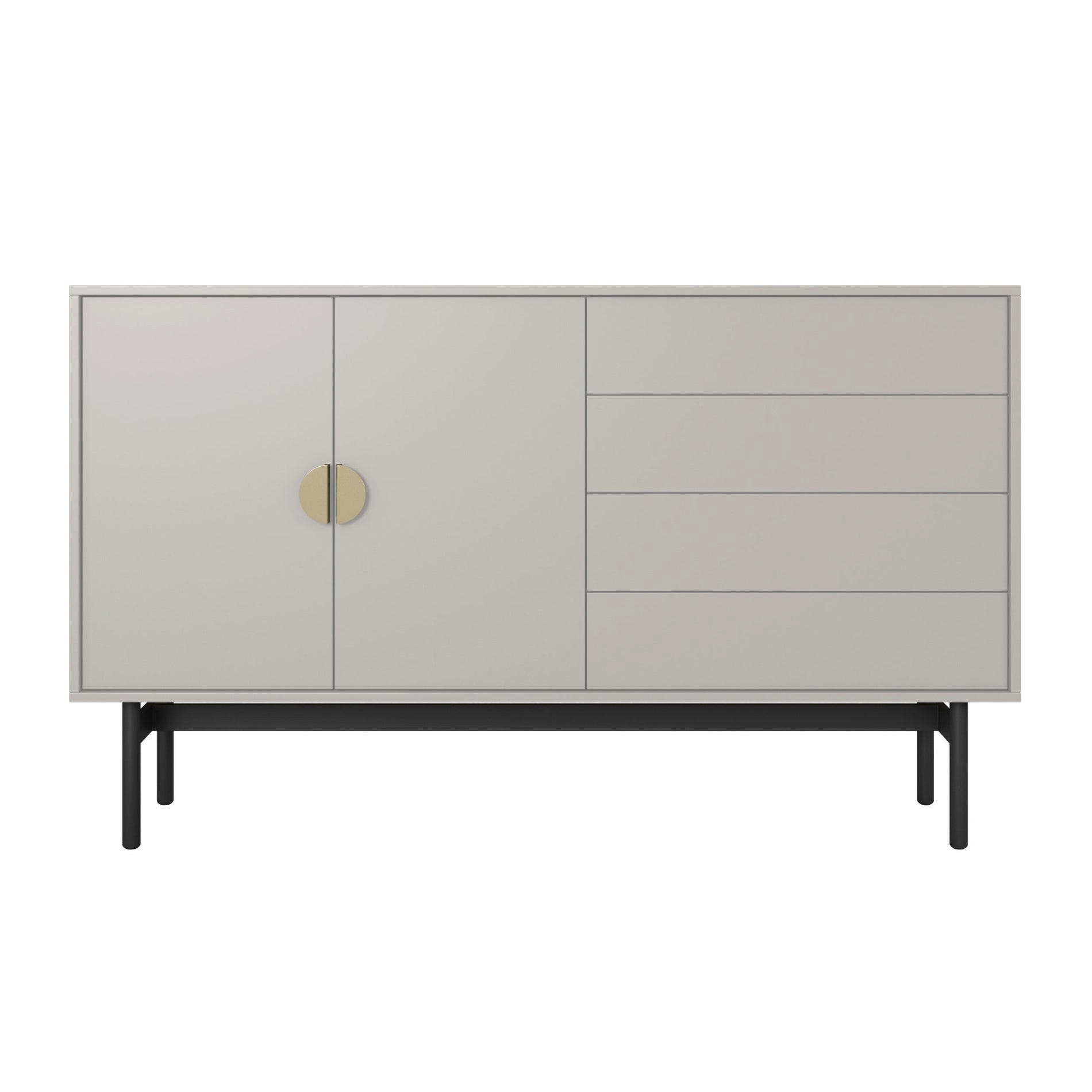 KOMODA Stoon II 2-dverová 154 cm - čierna/zlatá, kov/kompozitné drevo (154/93/38cm) - Selsey