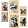 POSTER Set Mit 6 Vintage Lebens A3 & A4 Rahmen Aus Hellem Holz - Beige, Papier (29/3cm) - Nacnic