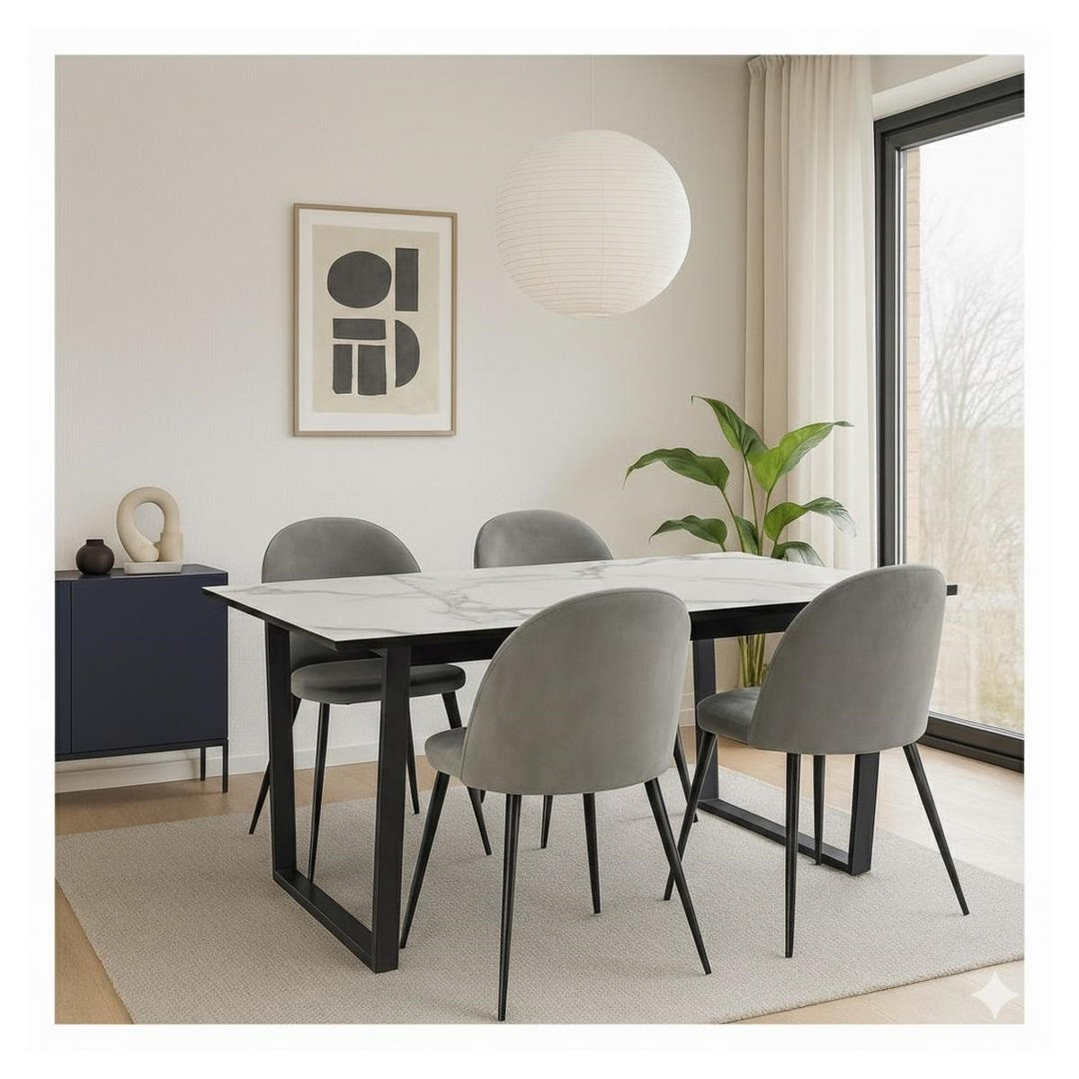 ESSGRUPPE 5-TLG. Tilst Weiß, Grau - Grau, Holzwerkstoff/Textil (160/74/90cm) - ebuy24
