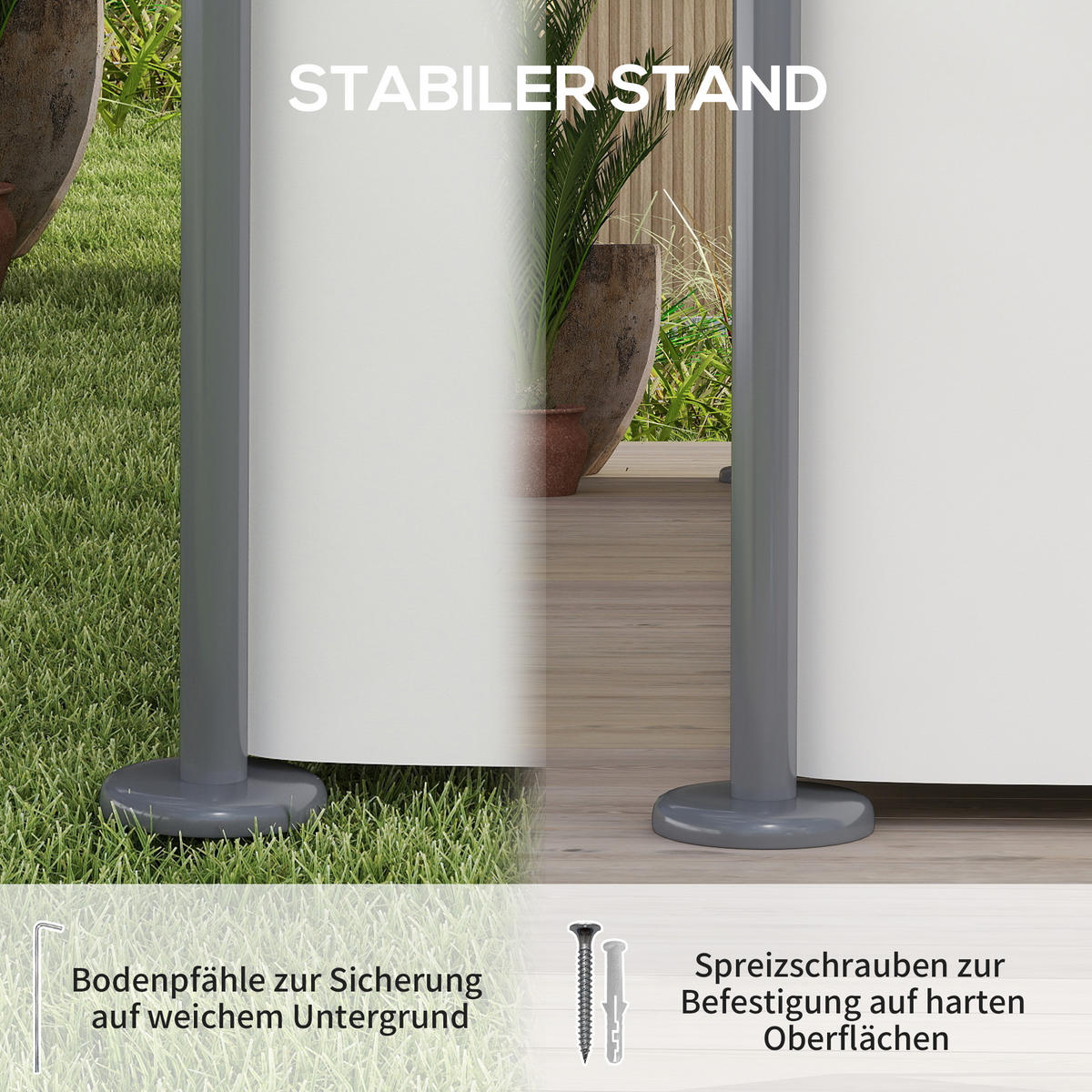 PAVILLON mit Doppeldach & 6 Seitenteile Cremeweiß - Creme, Textil/Metall (297/273/397cm) - Outsunny