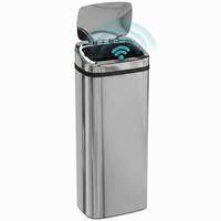 MÜLLEIMER 50L 33/25/84 cm Edelstahl Silber Automatik Küche - Silberfarben, Metall (25/84/33cm) - Rolipo