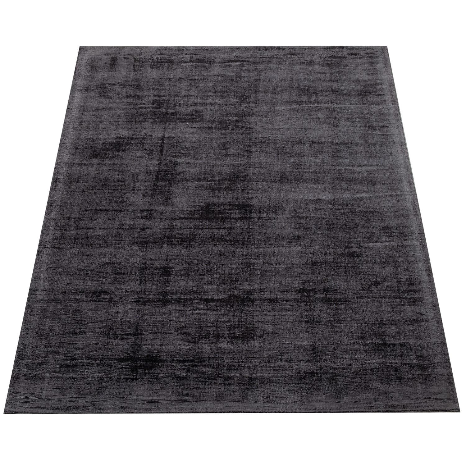 VISKOSETEPPICH handgewebt, einfarbig, Anthrazit, 120 x 170 cm - Anthrazit, Textil (120/170cm) - KADIMA DESIGN