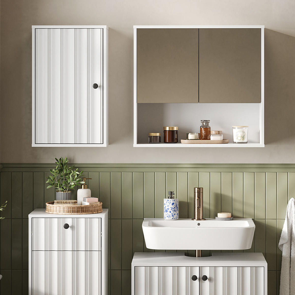 SKŘÍŇKA DO KOUPELNY Eliza Bílá - bílá, kompozitní dřevo (40/65/22cm) - Vicco