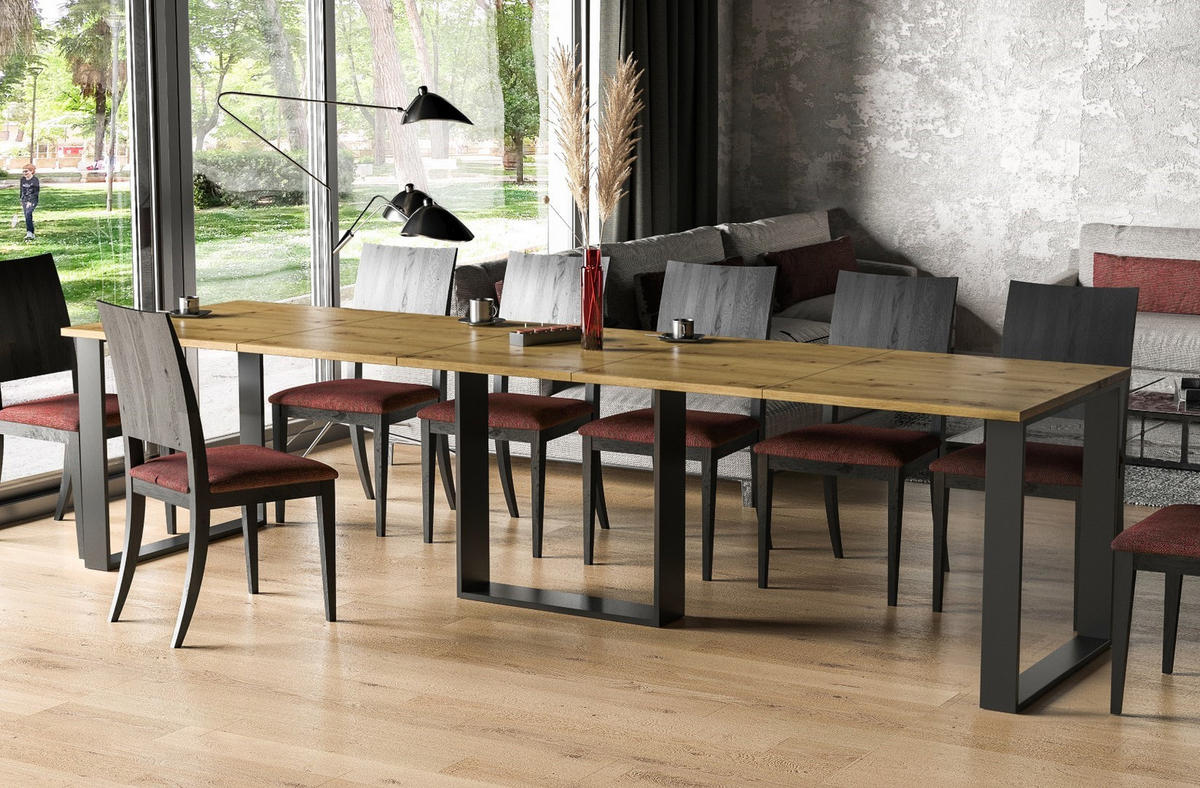 ESSTISCH Borys ausziehbar bis 310 cm - Eiche Artisan, Holzwerkstoff (130/90/76cm) - Endo-Moebel