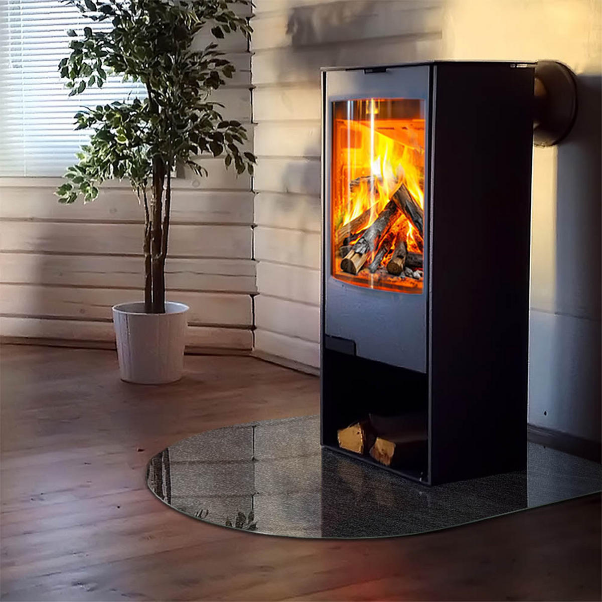 GLASPLATTE für Kamin 100x100 cm - Schwarz, Glas (100/100/0.4cm) - TULUP