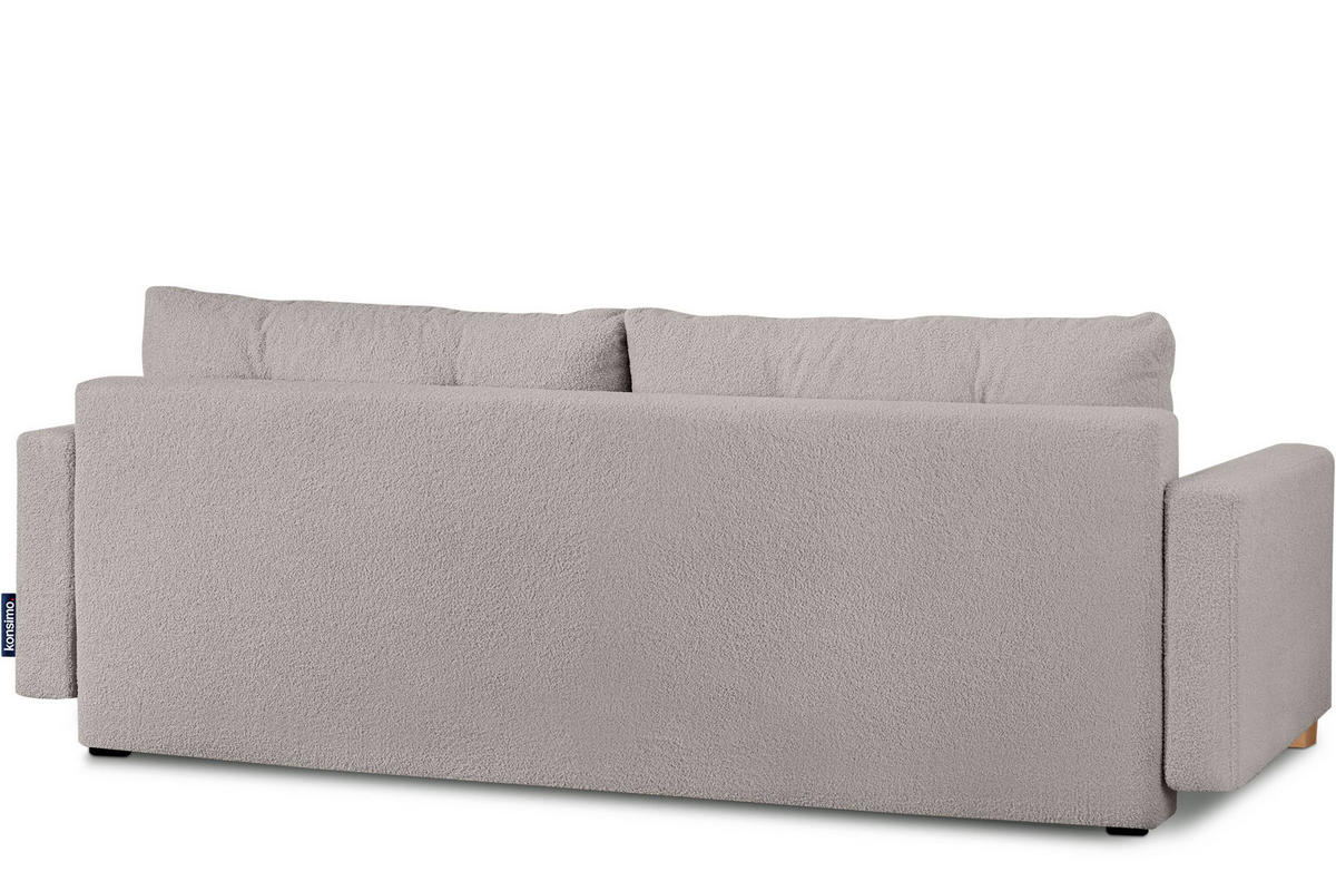 3-SITZER-SCHLAFSOFA ERISO mit weiche Sitzfläche und hohe Rückenlehne, Bouclé-Stoff, aschfahl - Hellgrau/Braun, Textil (220/80/100cm) - KONSIMO®