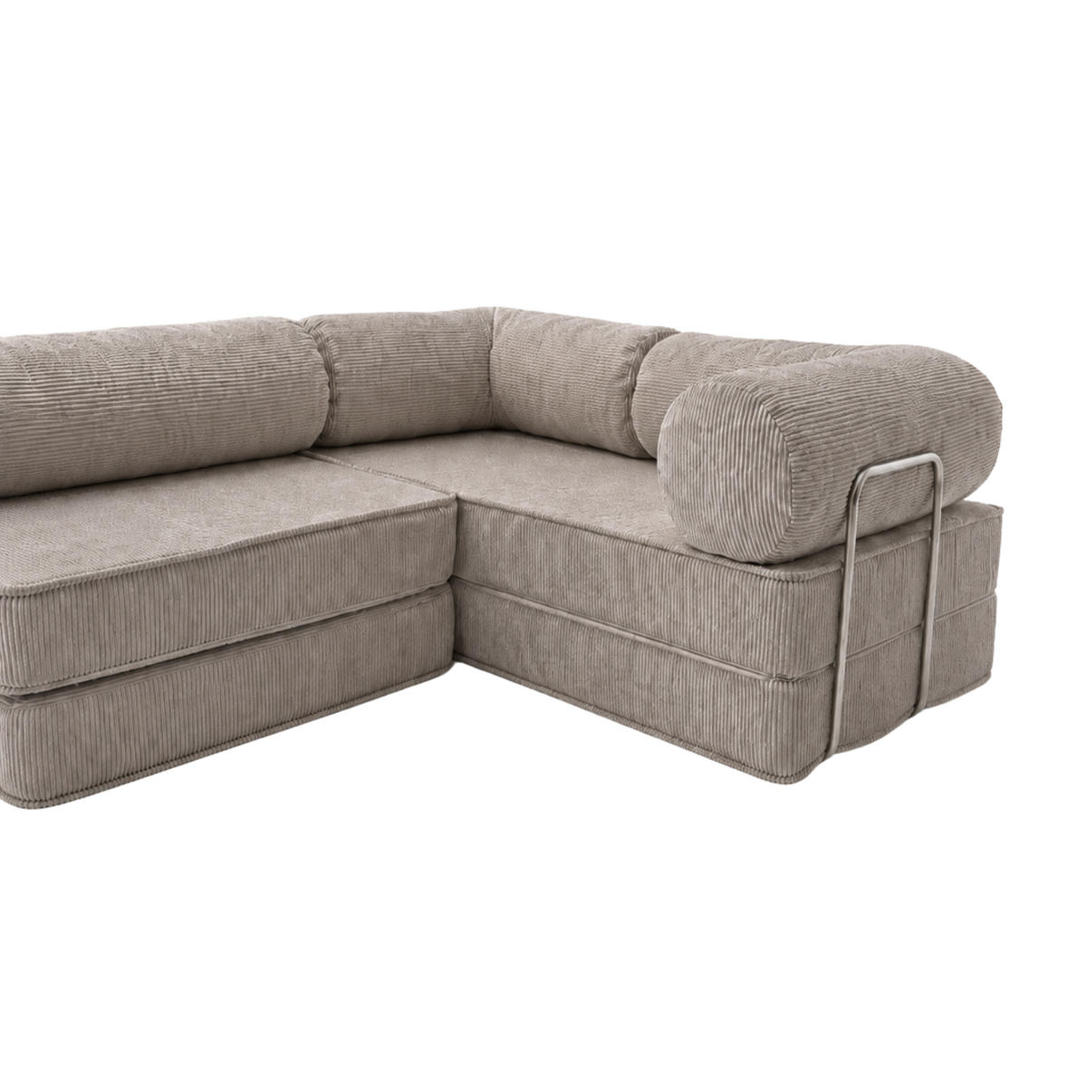 ECKSOFA Cord 300 x 200 cm Taupe mit Schlaffunktion - Taupe, Textil (300/200cm) - SURB