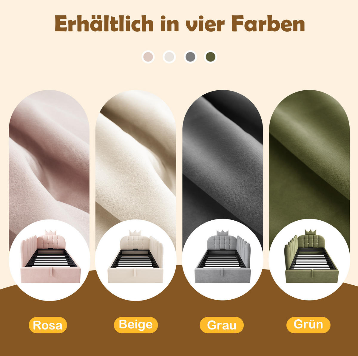 POLSTERBETT 90/200 cm Grün aus Samt mit Bettkasten - Grün, Holz (90/200cm) - OKMYHOME