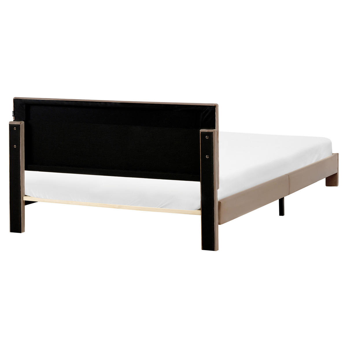 BETT mit Schubladen 160/200 cm Samtstoff Taupe Lonzac - Taupe, Textil (160/200cm) - Beliani