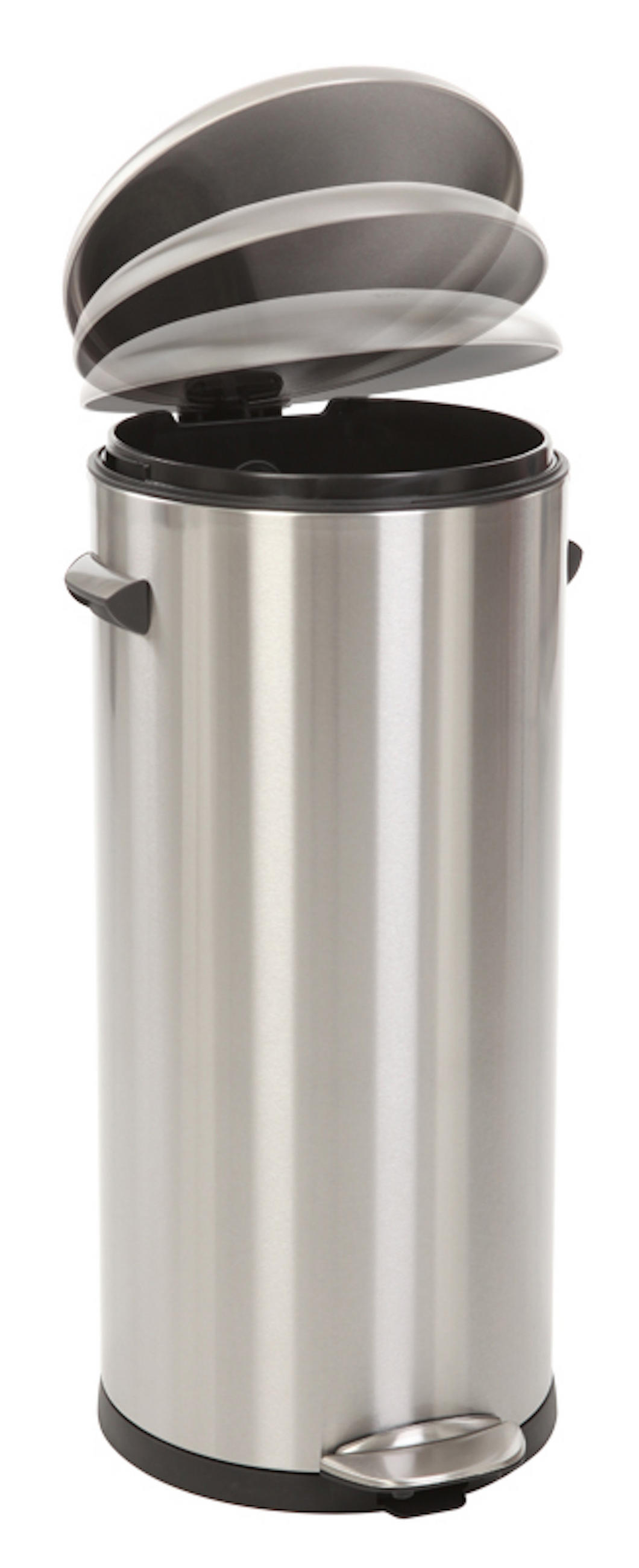 MÜLLEIMER Retro Mit Markanten Griffen und Kugelkappe 30 Liter 68,5 x 29,2 cm Kunststoff Inneneimer Silber - Silberfarben, Metall (33.8/68.5/37.9cm) - PROREGAL