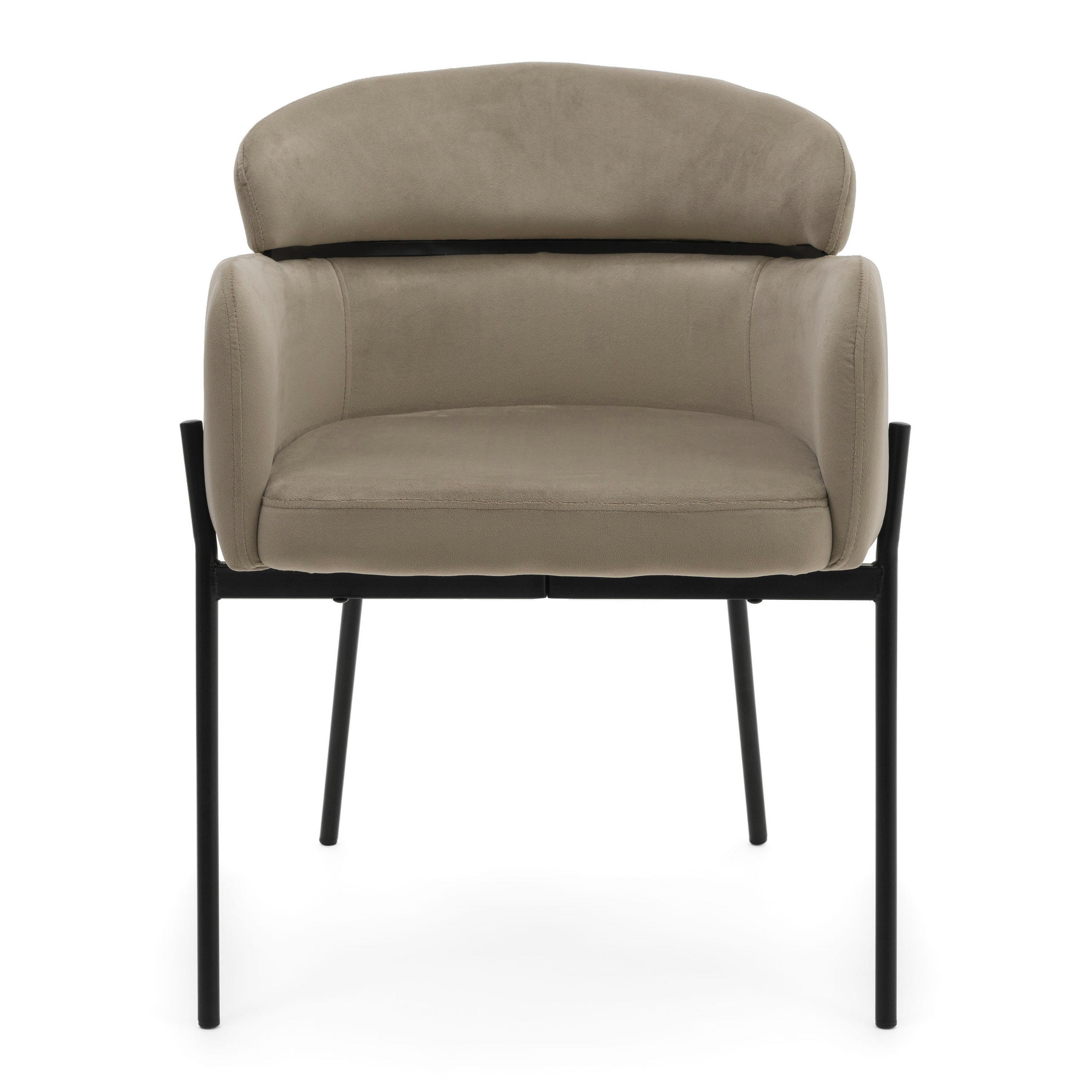 STUHL BOLZANO gepolsterter mit Steppung - dunkelbeige - Samt Velour - Beige/Schwarz, Textil/Metall (62/80/61cm) - NEW HOME