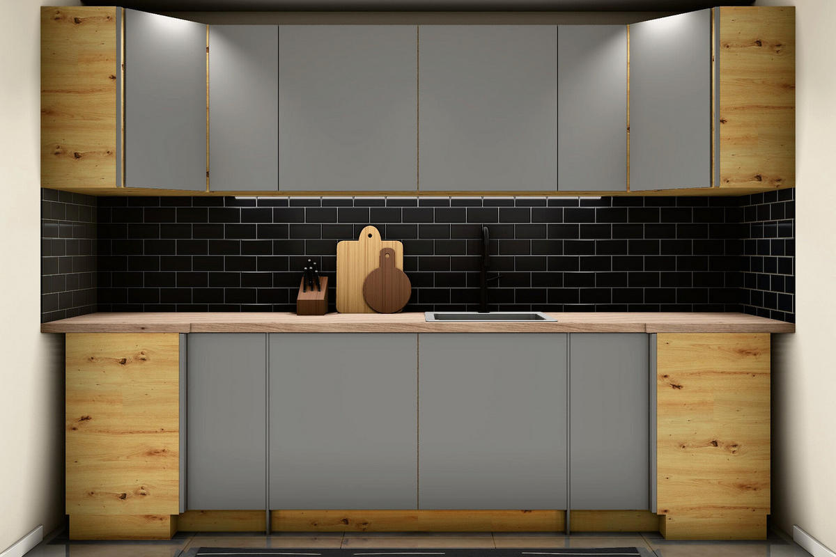 U-KÜCHE Nexa Grau & Artisan-Eiche – 300 × 240 × 240 cm – KÜ-NEXA-001 - Grau, Holzwerkstoff (300/212/240cm) - ROYAL24_MARKT