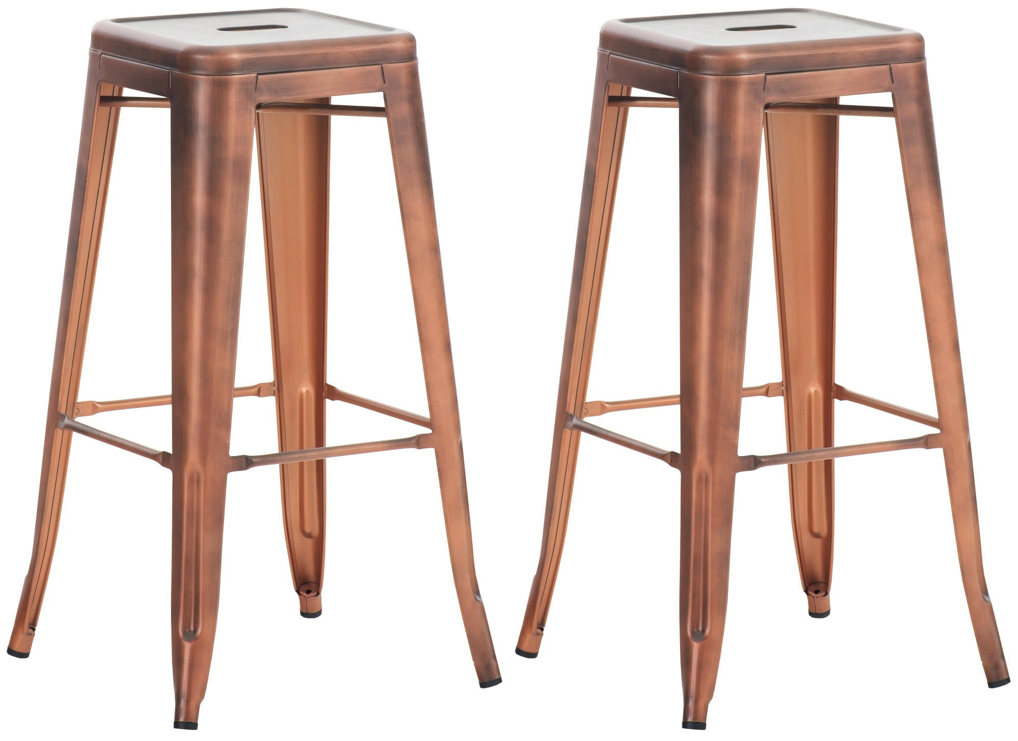 BARHOCKER Joshua 2er Set 43x43x76 cm kupfer - Kupferfarben, Metall (43/76/43cm) - furnicato