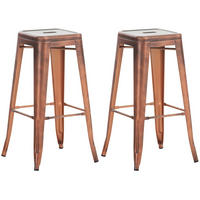 BARHOCKER Joshua 2er Set 43x43x76 cm kupfer - Kupferfarben, Metall (43/76/43cm) - furnicato