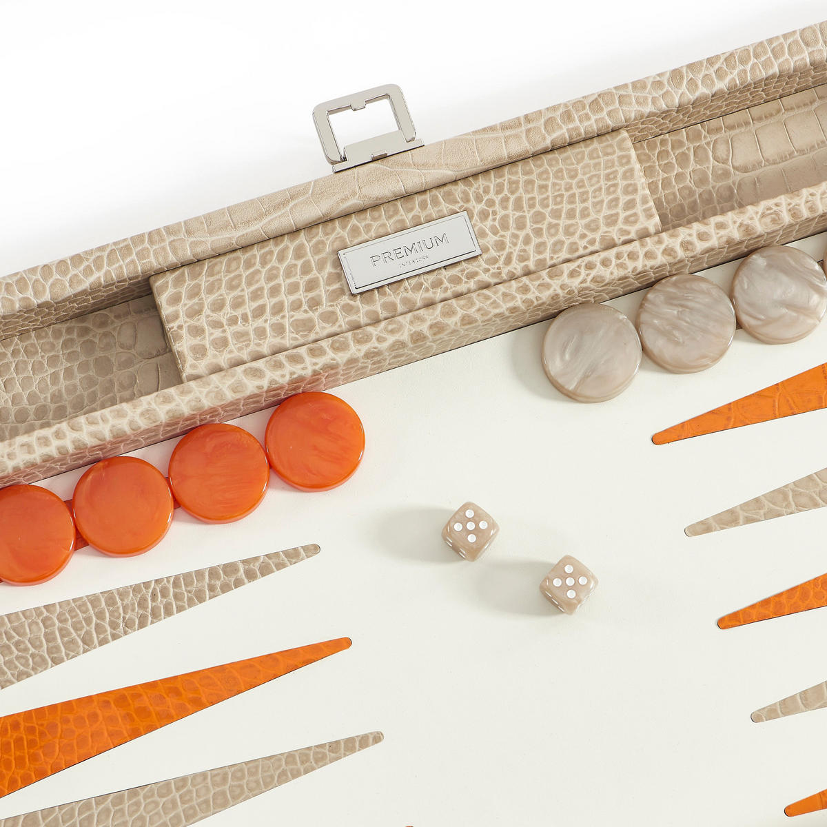 BACKGAMMON – Groß BACKGAMMON Leder Sandbeige 46cm - Beige, Leder (46/30.3cm) - Premium Interiors