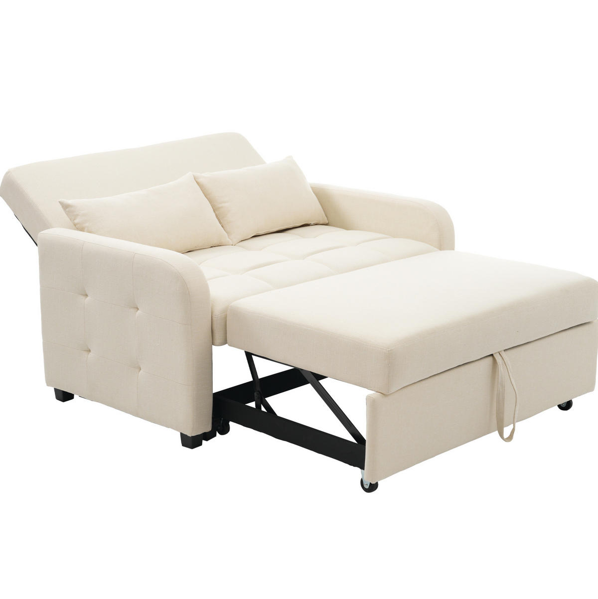 SCHLAFSESSEL 127/75/94 cm in Beige mit Schlaffunktion und 3-fach verstellbarer Lehne - Beige, Kunststoff (127/94/75cm) - Flora Grace
