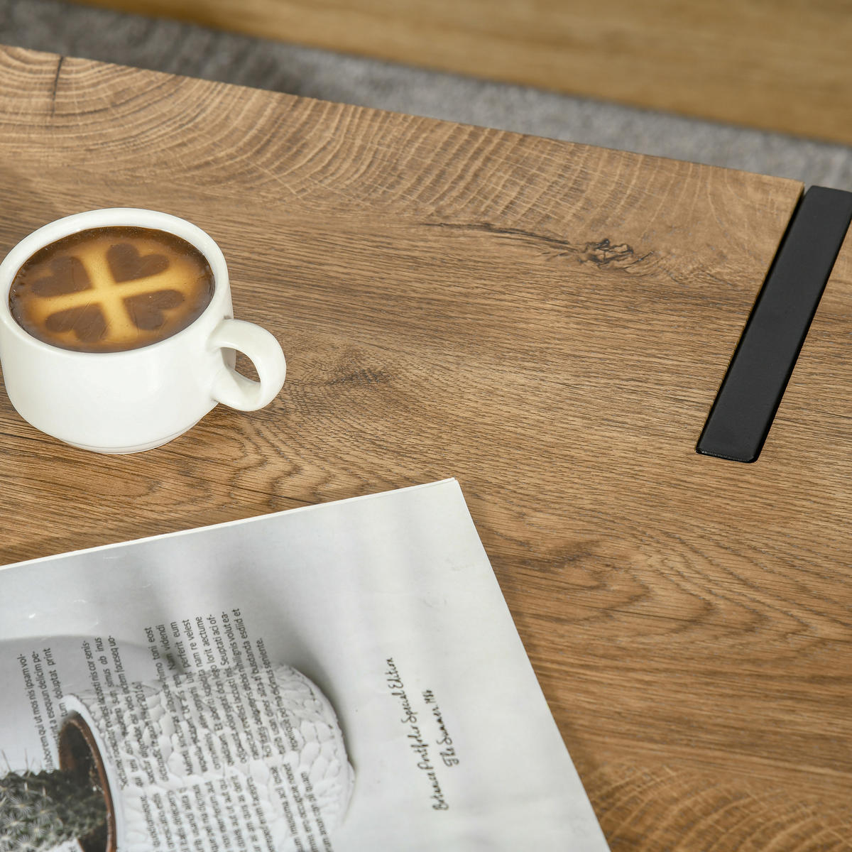 SOFFBORD Sidobord Kaffebord med justerbara fotstöd Soffbord - Naturfärgad, Plast (105/60/42cm) - HOMCOM