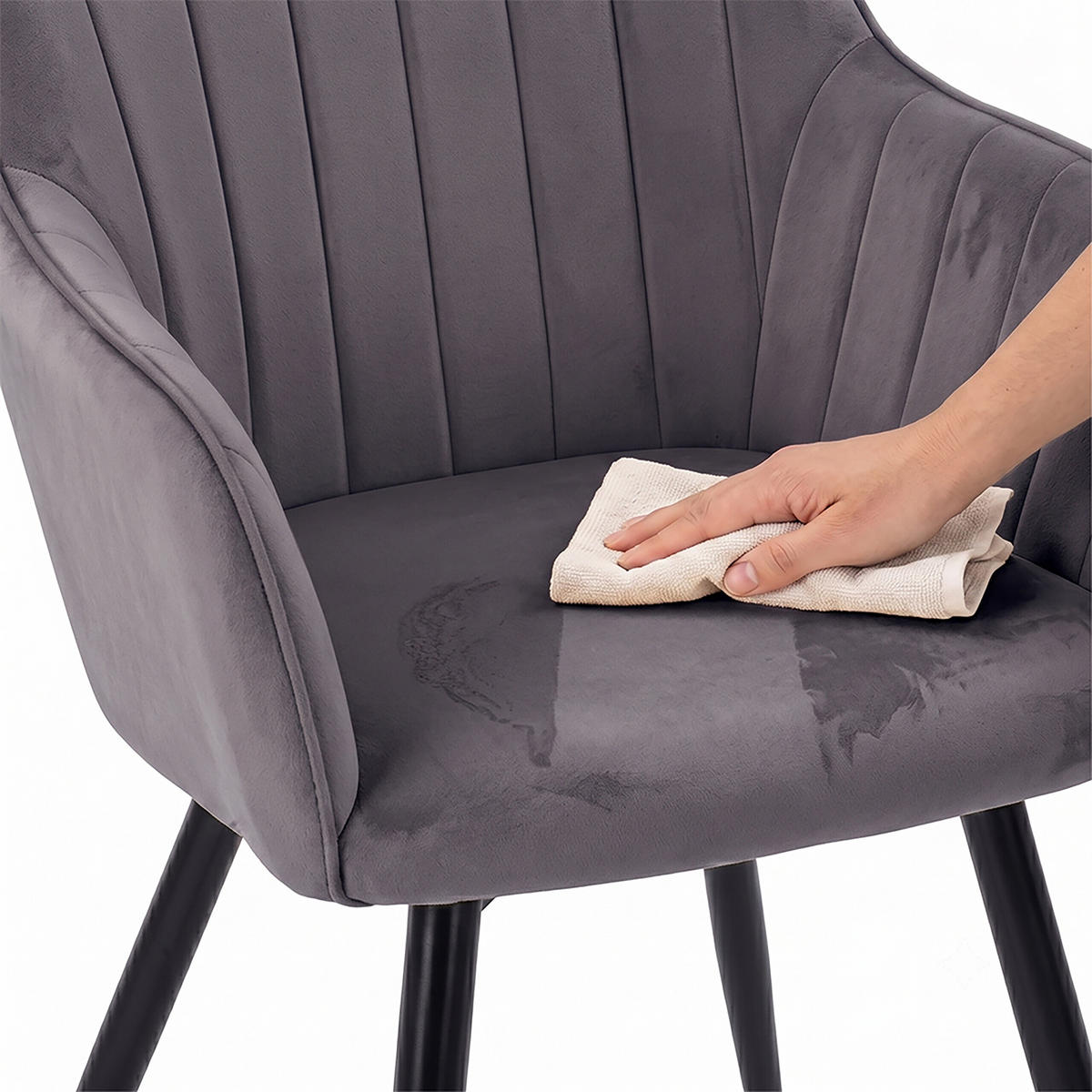 ESSZIMMERSTUHL Anthrazit 2er-Set Samt Metall - Anthrazit, Holz/Textil (56/81/61cm) - Relaxdays
