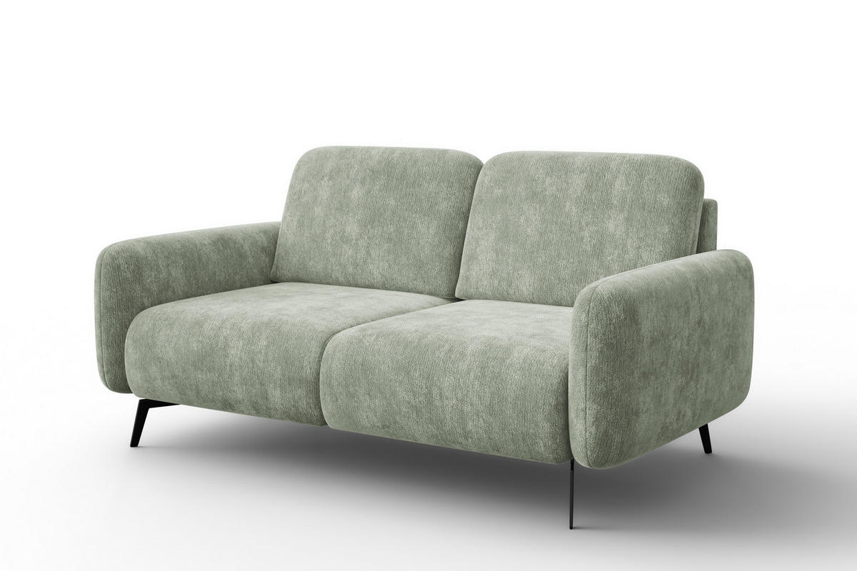 SOFA FEBE 2-Sitzer, hellgrüner Chenille-Stoff - Schwarz/Hellgrün, Holz/Textil (160/82/96cm) - Wozimo