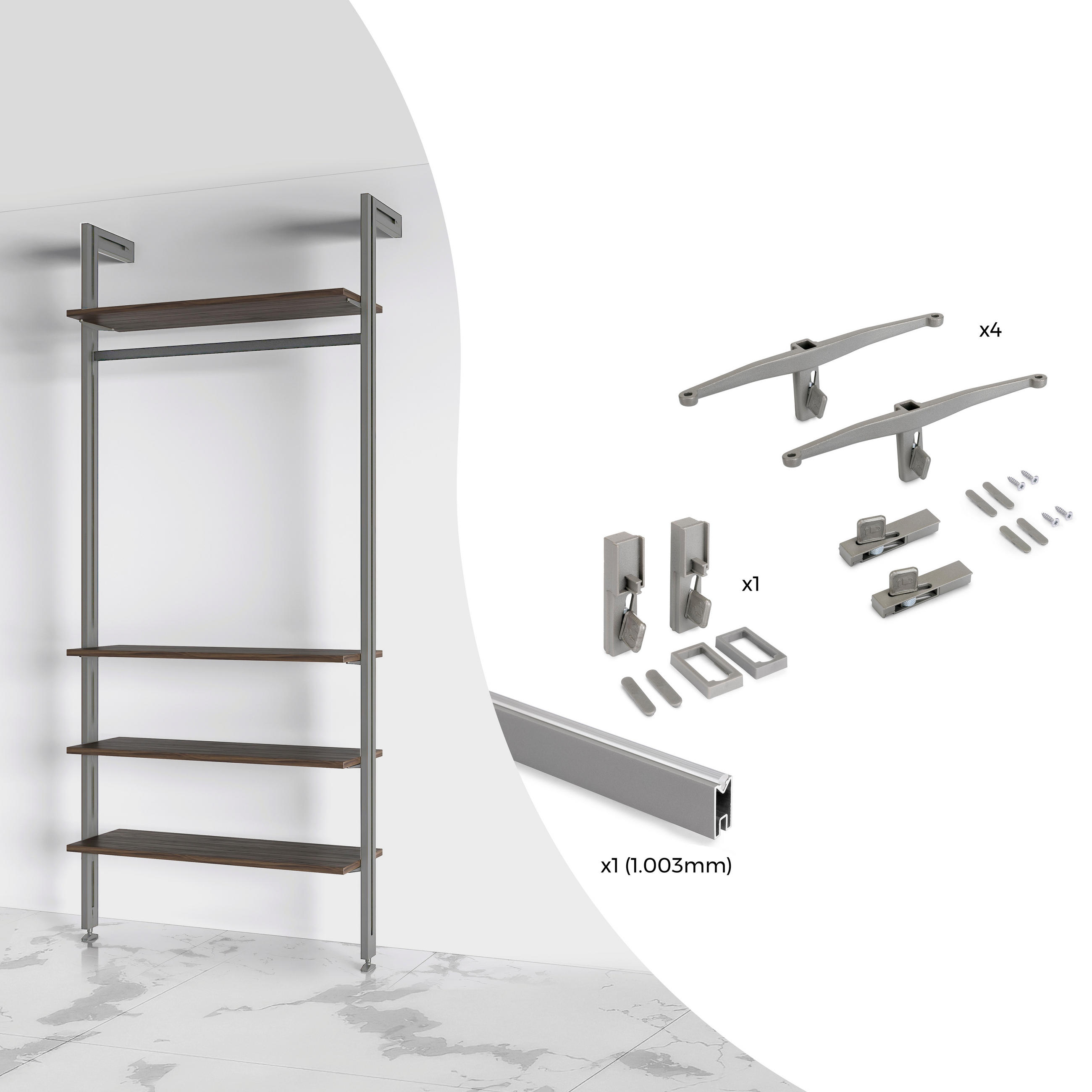 Emuca Bracket Grau 4.1x12x20 cm